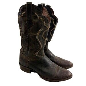 Dan Post Albany Boot Western Cowboy Brown Leather Bucklace Pull One Mens 9 EWide